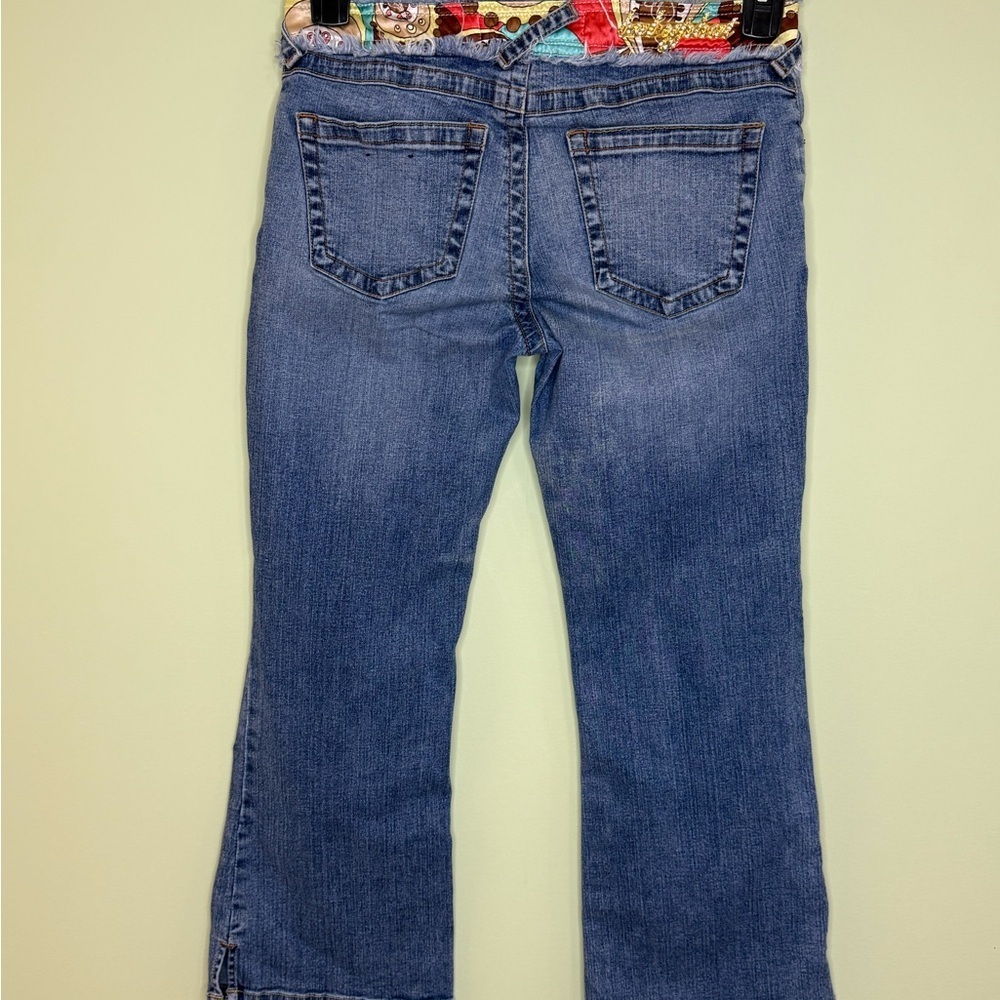Baby Phat boho jeans junior size 11 distressed patchwork waist flare y2k - Picture 2 of 12